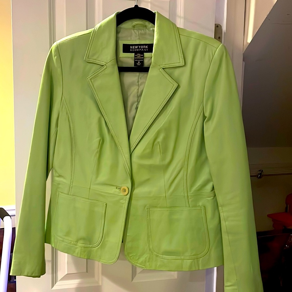 Stylish lime green leather blazer